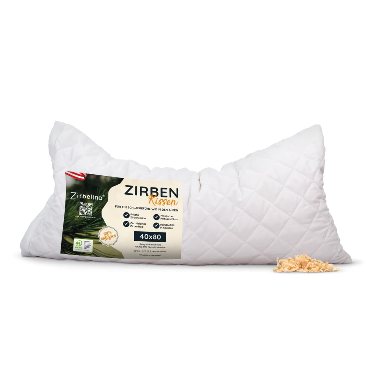 Zirbenkissen 40x80cm (gesteppt) 40x80cm, Außenbezug: Baumwolle, gesteppt
